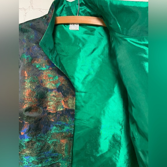 Grace Chaung Elegant Multicolor Satin Jacket Size XL - Picture 4 of 5